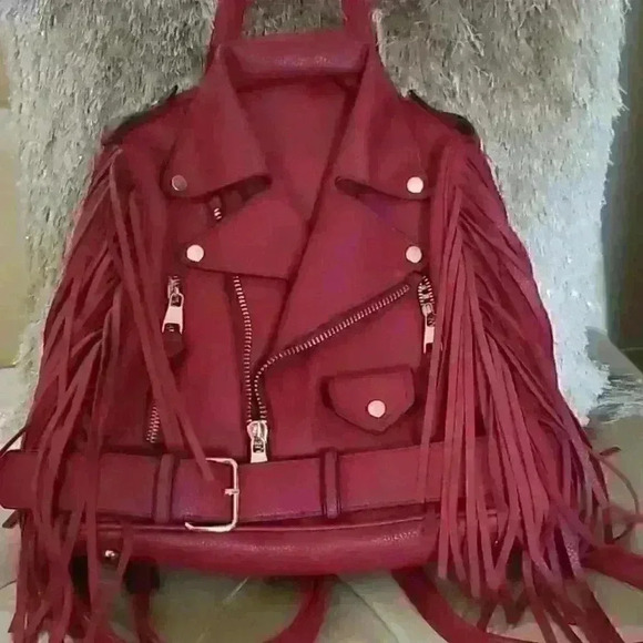 None Handbags - Biker Jacket Backpack Red